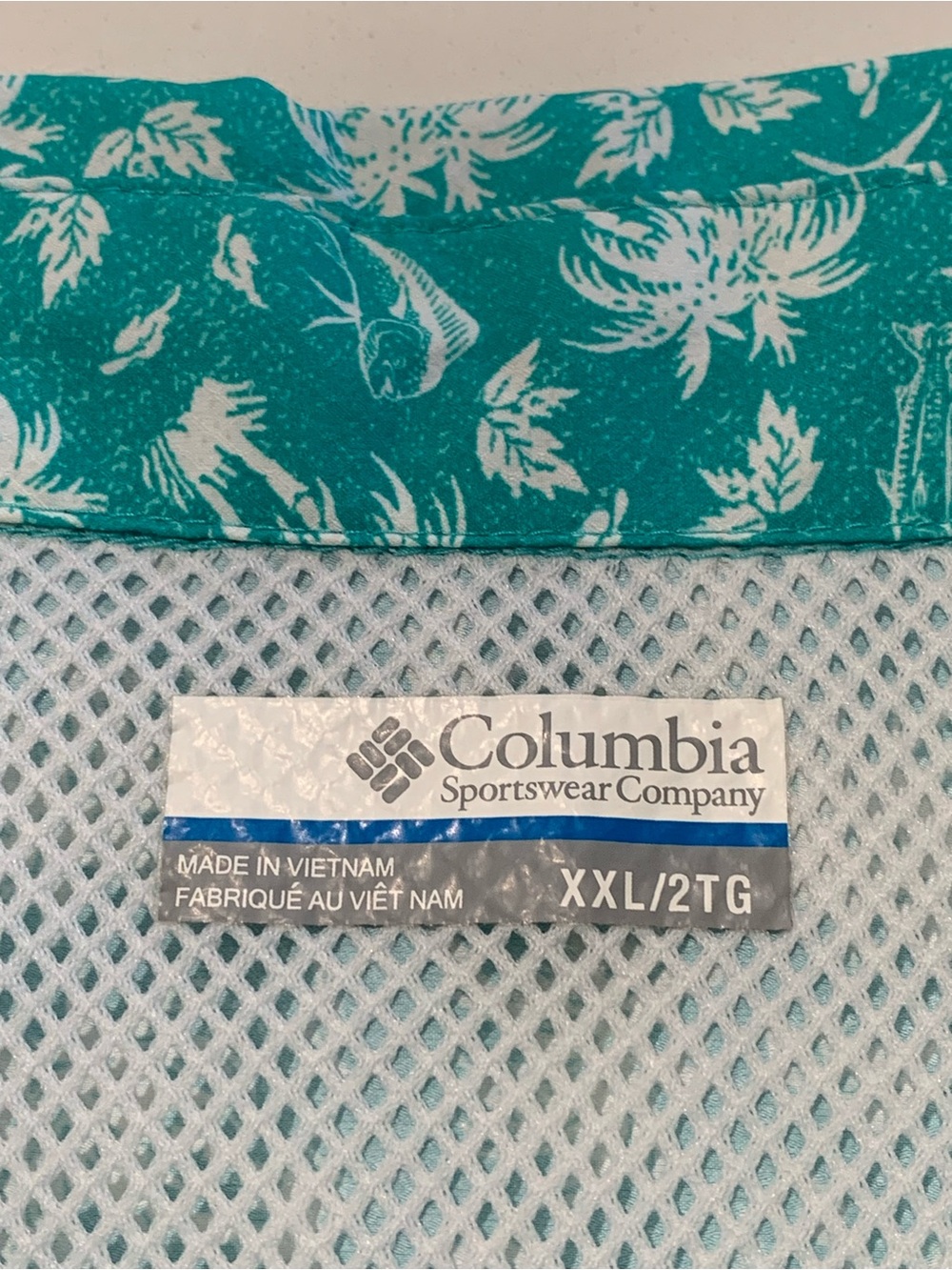 Columbia PFG Super Slack Teal Short Sleeve Floral Button-Down Fishing Shirt, XXL - Picture 5 of 11